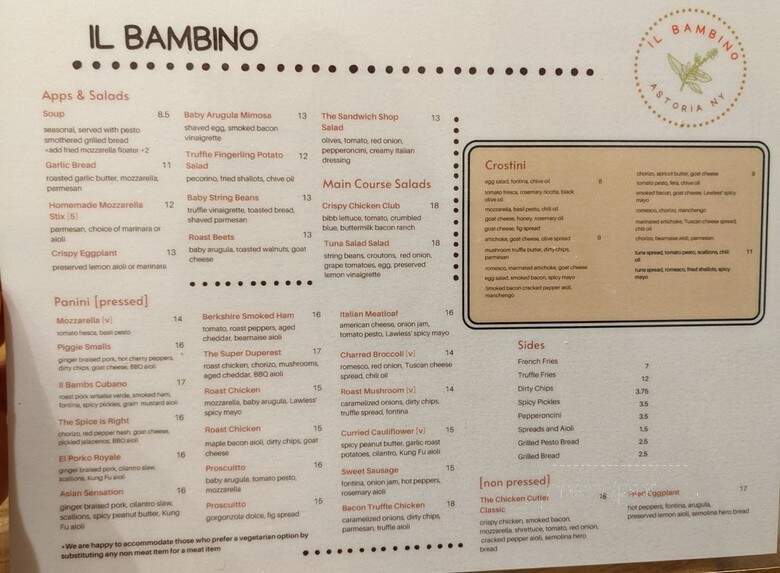 Il Bambino - Astoria, NY menu_pic