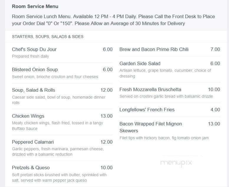 Longfellows Inn & Restaurant - Saratoga Springs, NY menu_pic