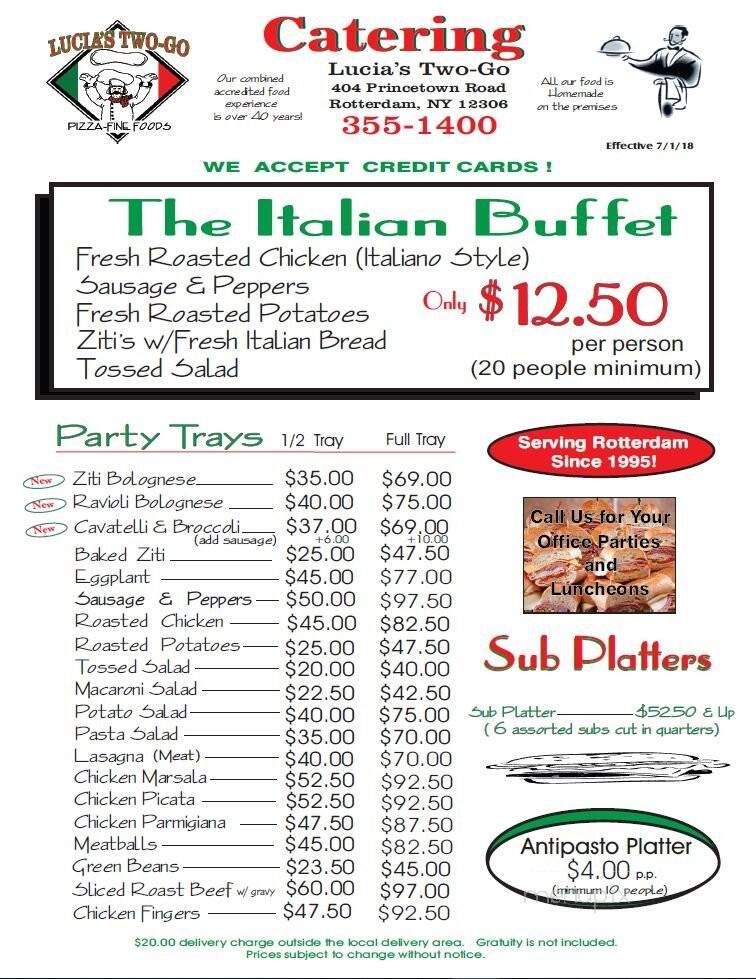 Lucia's Two Go - Schenectady, NY menu_pic