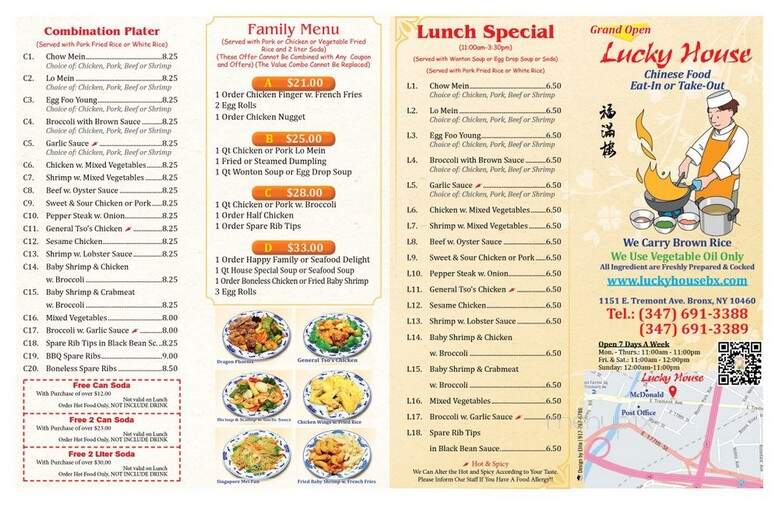 Lucky Chinese Restaurant - Bronx, NY menu_pic