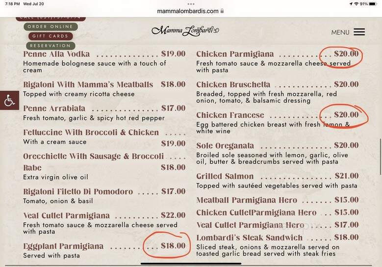 Mamma Lombardi's Restaurant - Holbrook, NY menu_pic