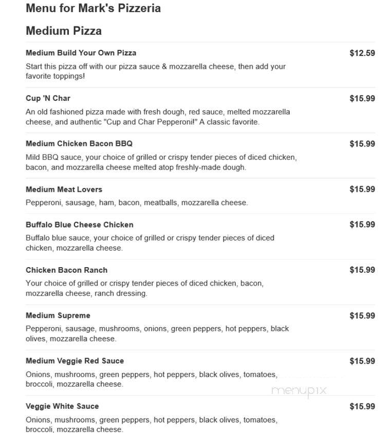Mark's Pizzeria - Walworth, NY menu_pic