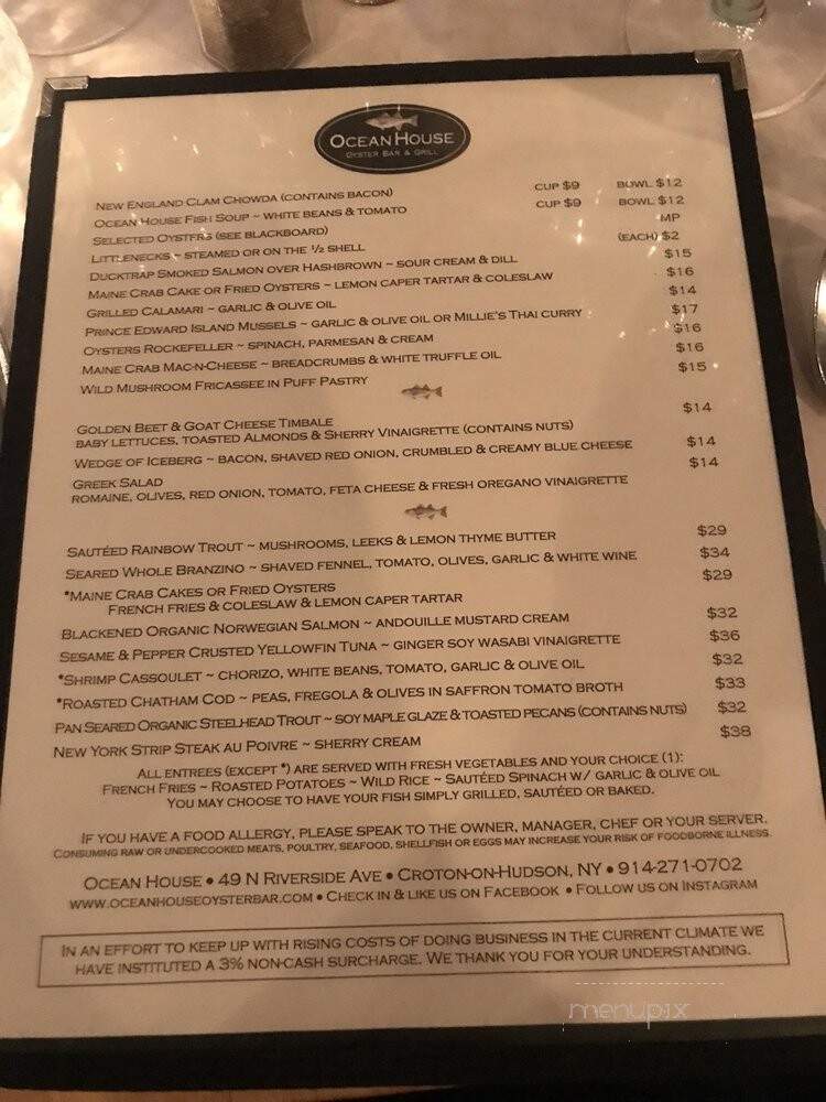 Ocean House - Croton On Hudson, NY menu_pic