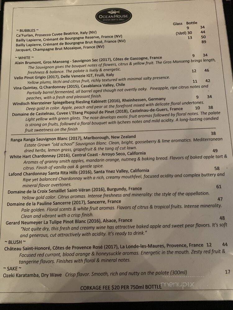 Ocean House - Croton On Hudson, NY menu_pic