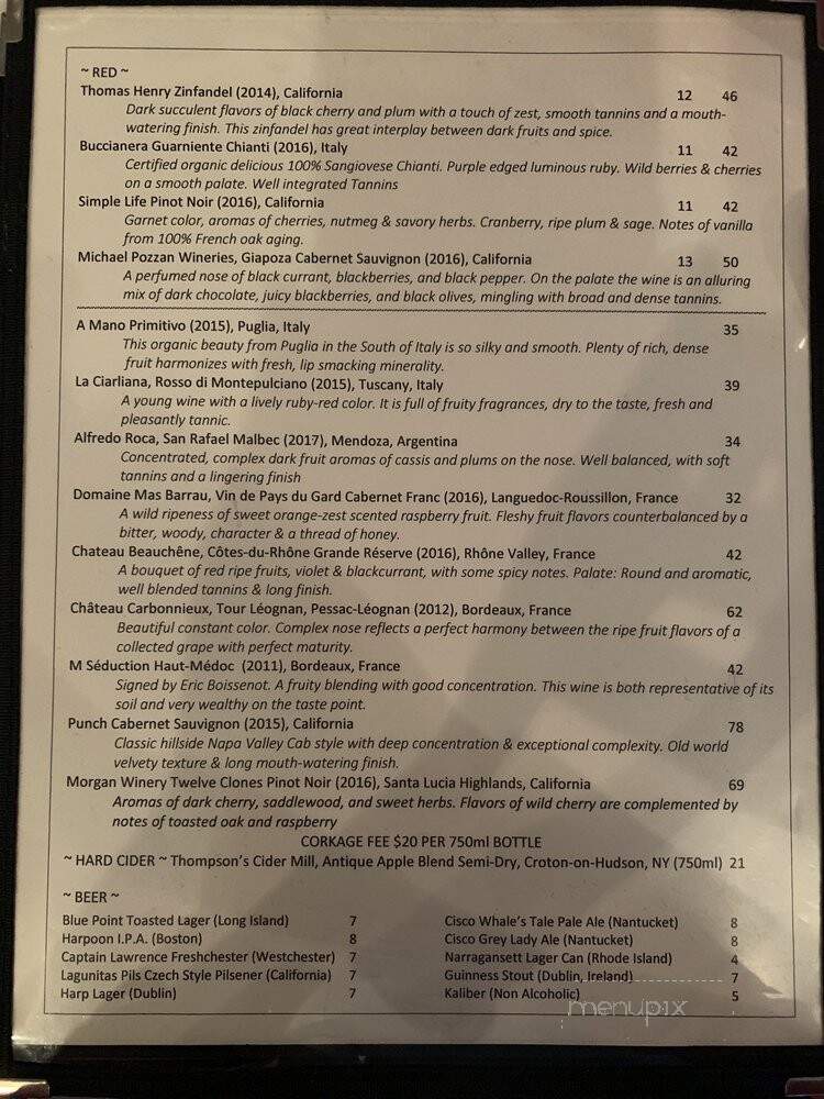 Ocean House - Croton On Hudson, NY menu_pic