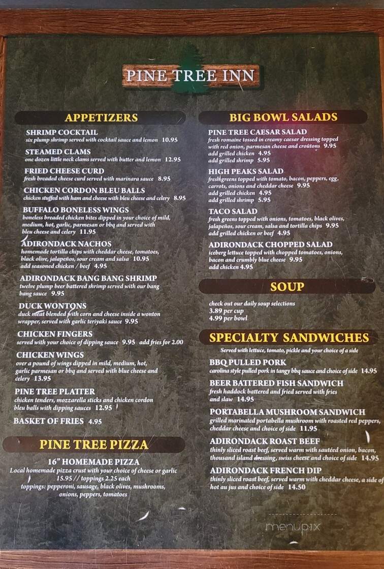Pine Tree Inn - Brantingham, NY menu_pic