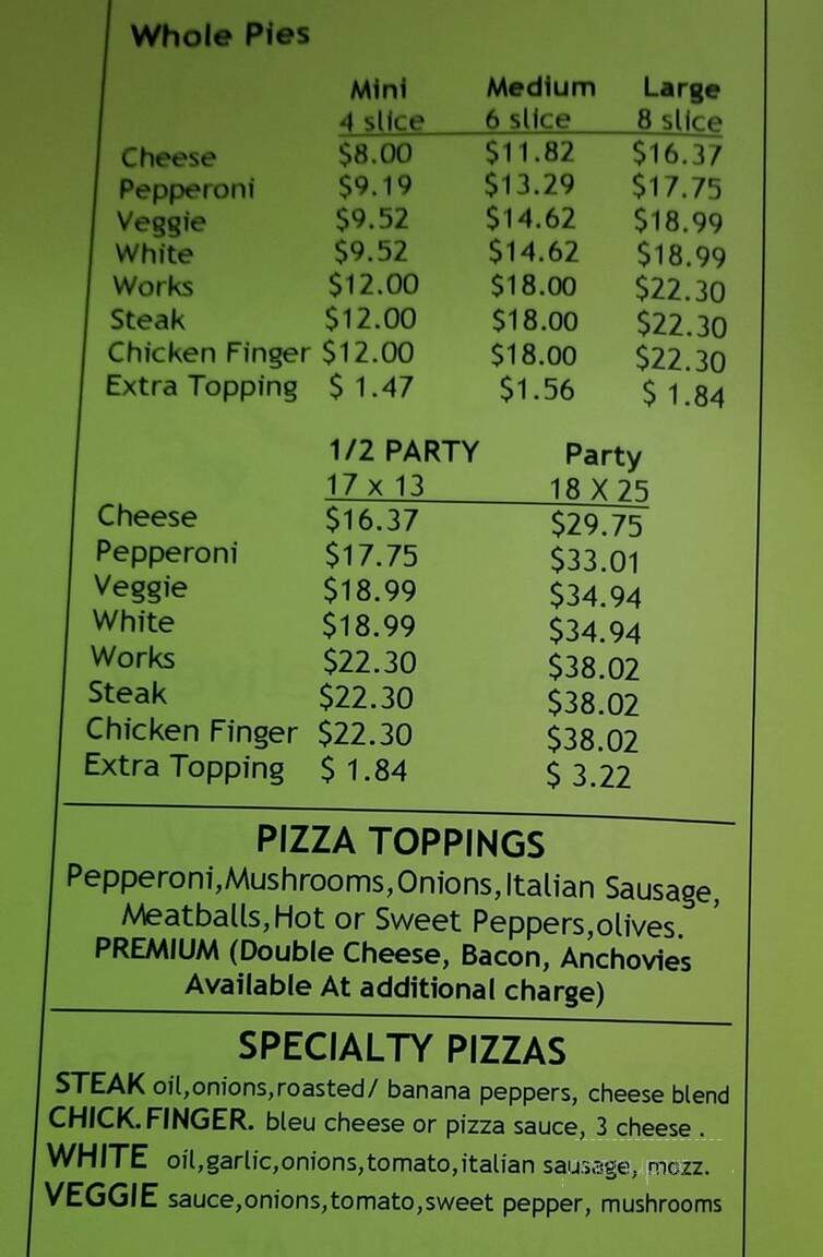 Pizza Express - Buffalo, NY menu_pic