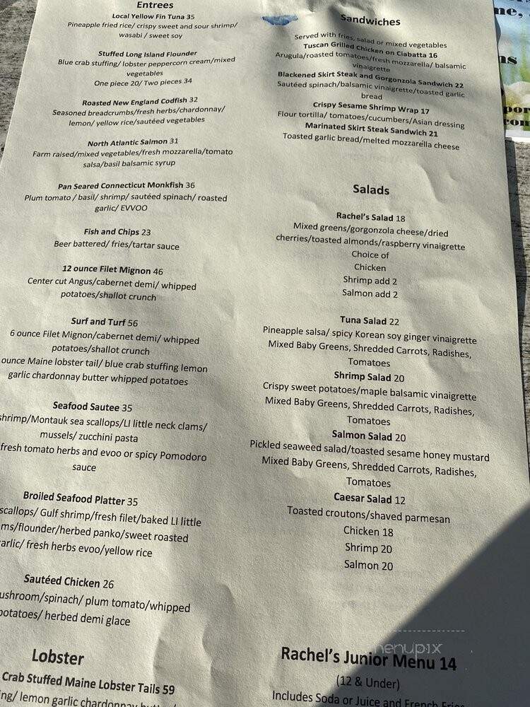 Rachel's Waterside Grill - Freeport, NY menu_pic