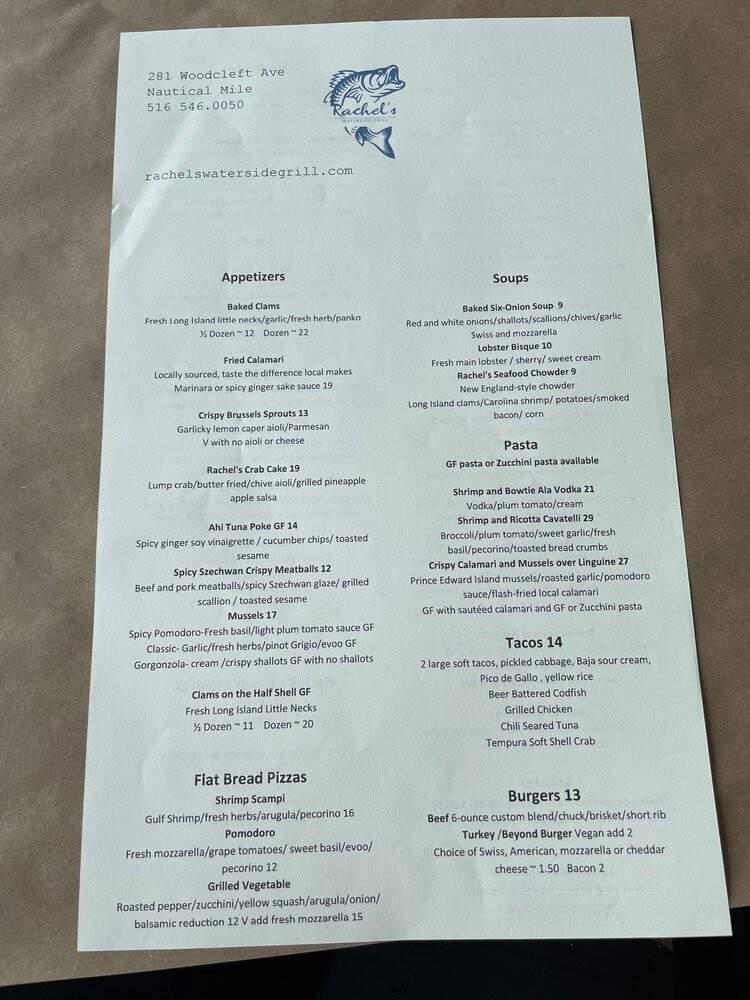 Rachel's Waterside Grill - Freeport, NY menu_pic