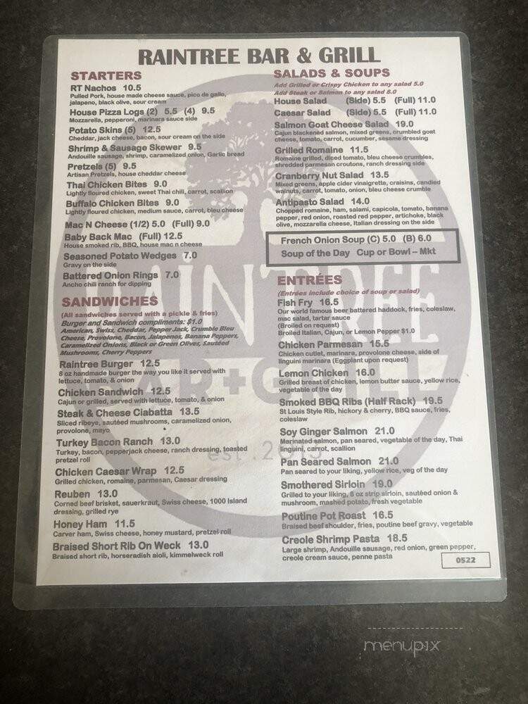 Raintree Restaurant & Pizzeria - Tonawanda, NY menu_pic
