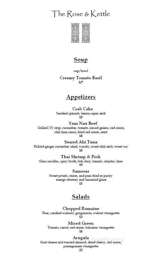 Rose & Kettle Restaurant - Cherry Valley, NY menu_pic