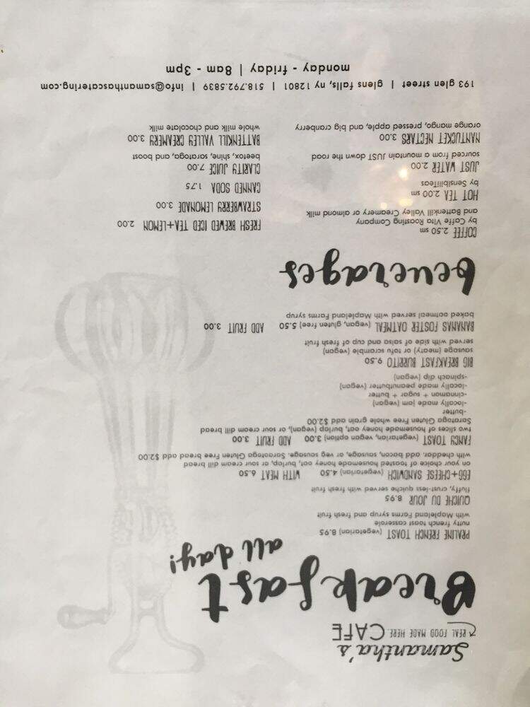 Samantha's Cafe - Glens Falls, NY menu_pic