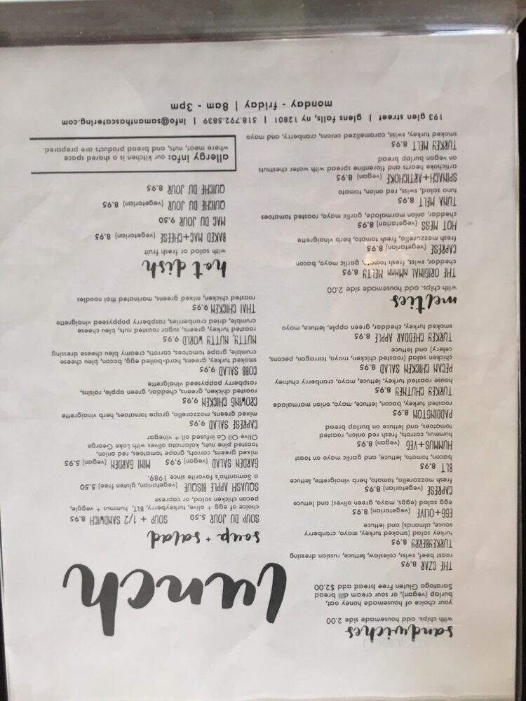 Samantha's Cafe - Glens Falls, NY menu_pic