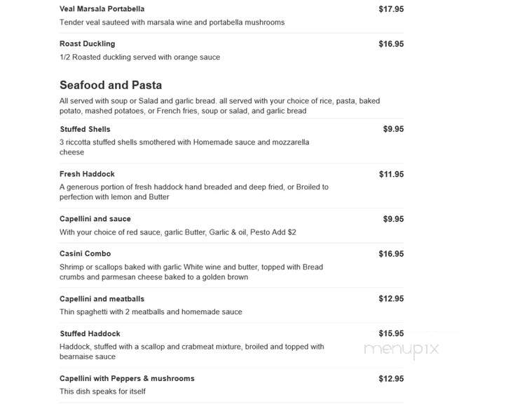 Sand Bay Inn - Cape Vincent, NY menu_pic