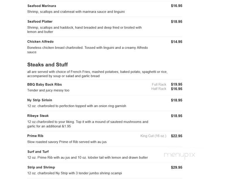Sand Bay Inn - Cape Vincent, NY menu_pic