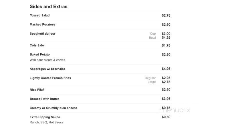 Sand Bay Inn - Cape Vincent, NY menu_pic