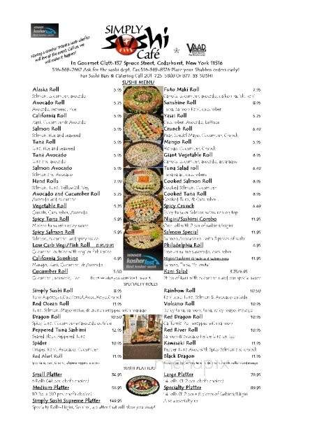 Simply Sushi - Monticello, NY menu_pic