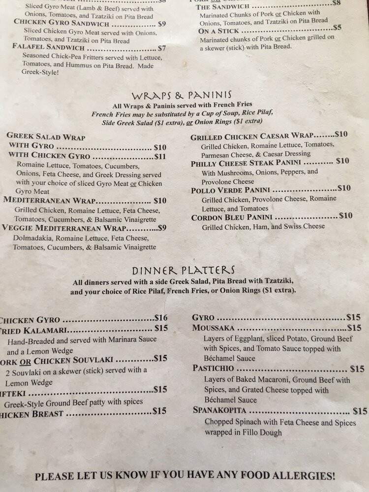 Tony's Gyro & Grill - Wappingers Falls, NY menu_pic