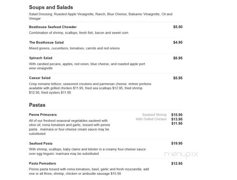 Boathouse On Lake Julian - Arden, NC menu_pic