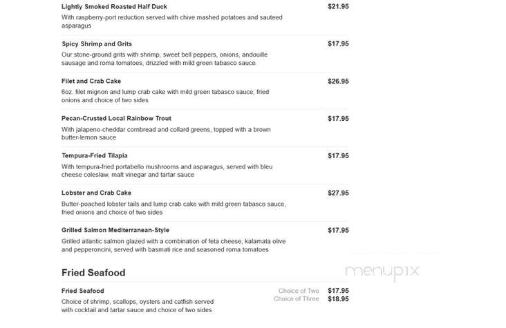 Boathouse On Lake Julian - Arden, NC menu_pic