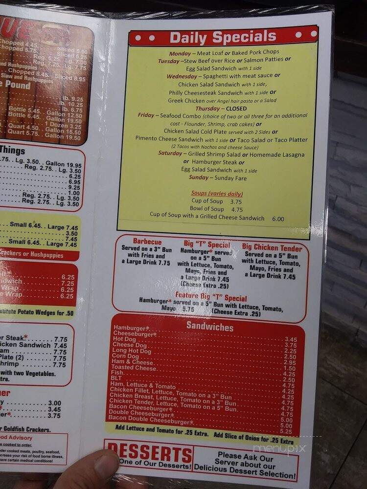 Troutman's Bar-B-Q Pit - Concord, NC menu_pic