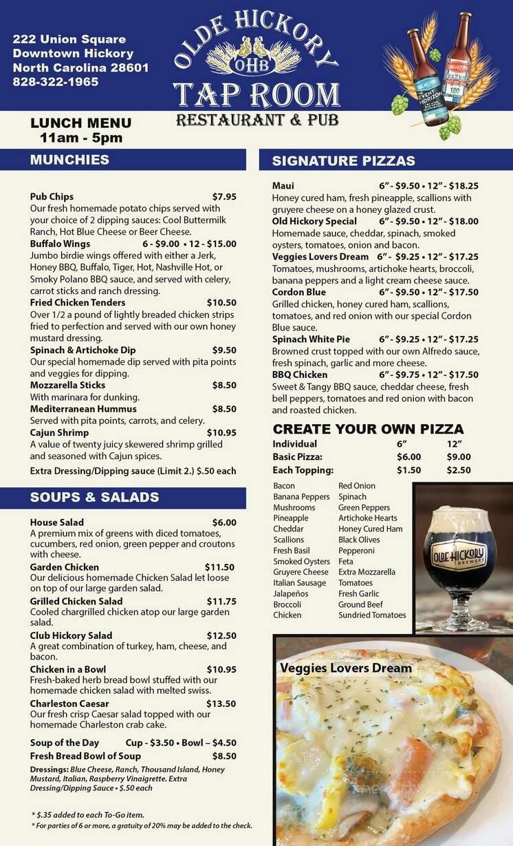 Old Hickory Tap Room - Hickory, NC menu_pic