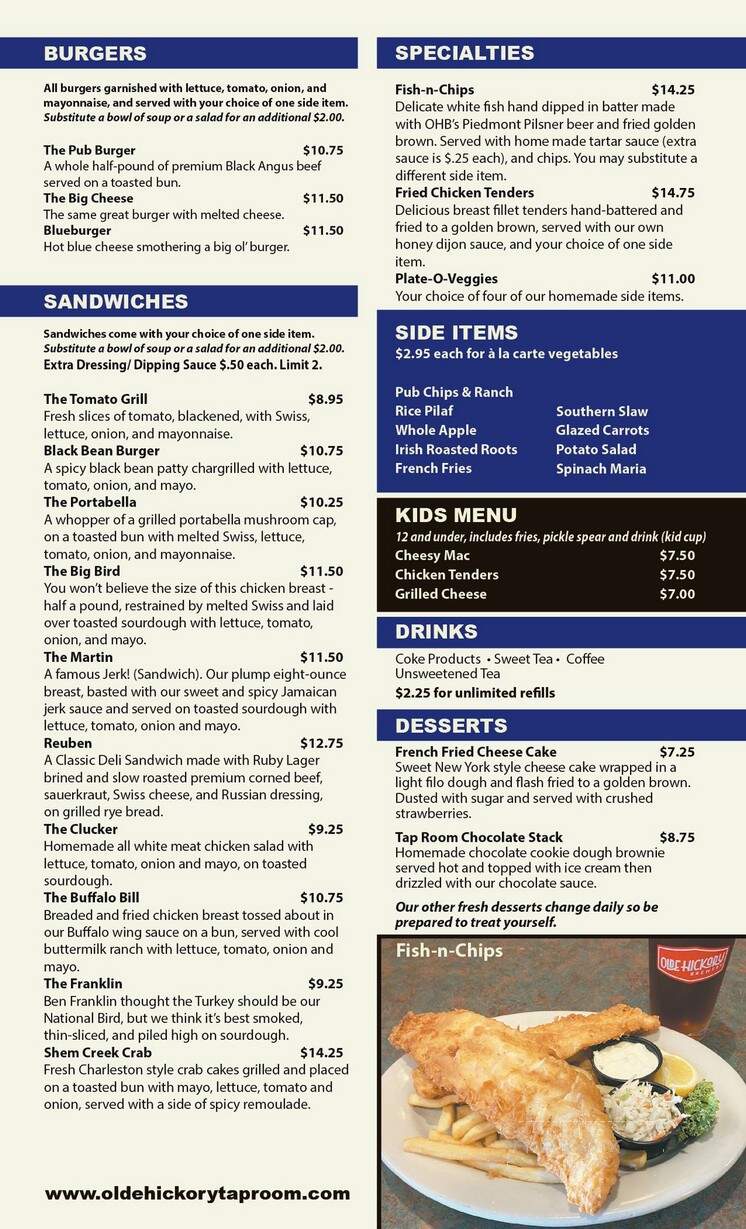 Old Hickory Tap Room - Hickory, NC menu_pic