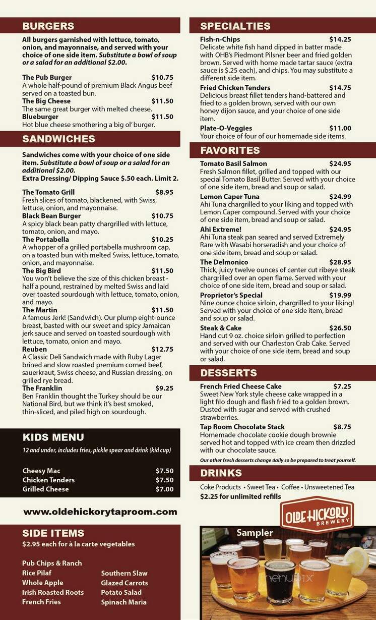 Old Hickory Tap Room - Hickory, NC menu_pic