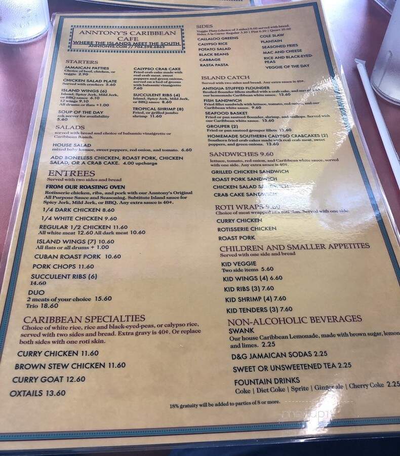Anthony's Caribbean Cafe - Charlotte, NC menu_pic