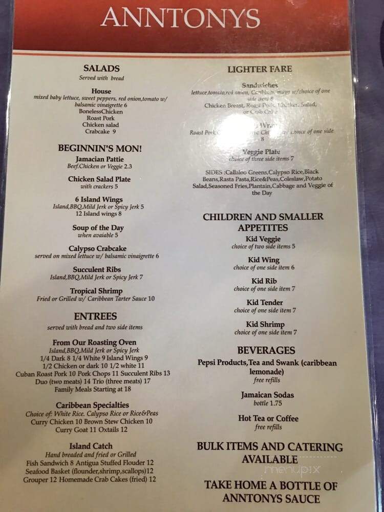 Anthony's Caribbean Cafe - Charlotte, NC menu_pic