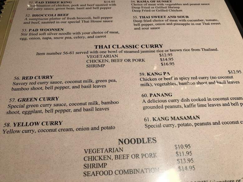 Thai House At Tower Place - Charlotte, NC menu_pic