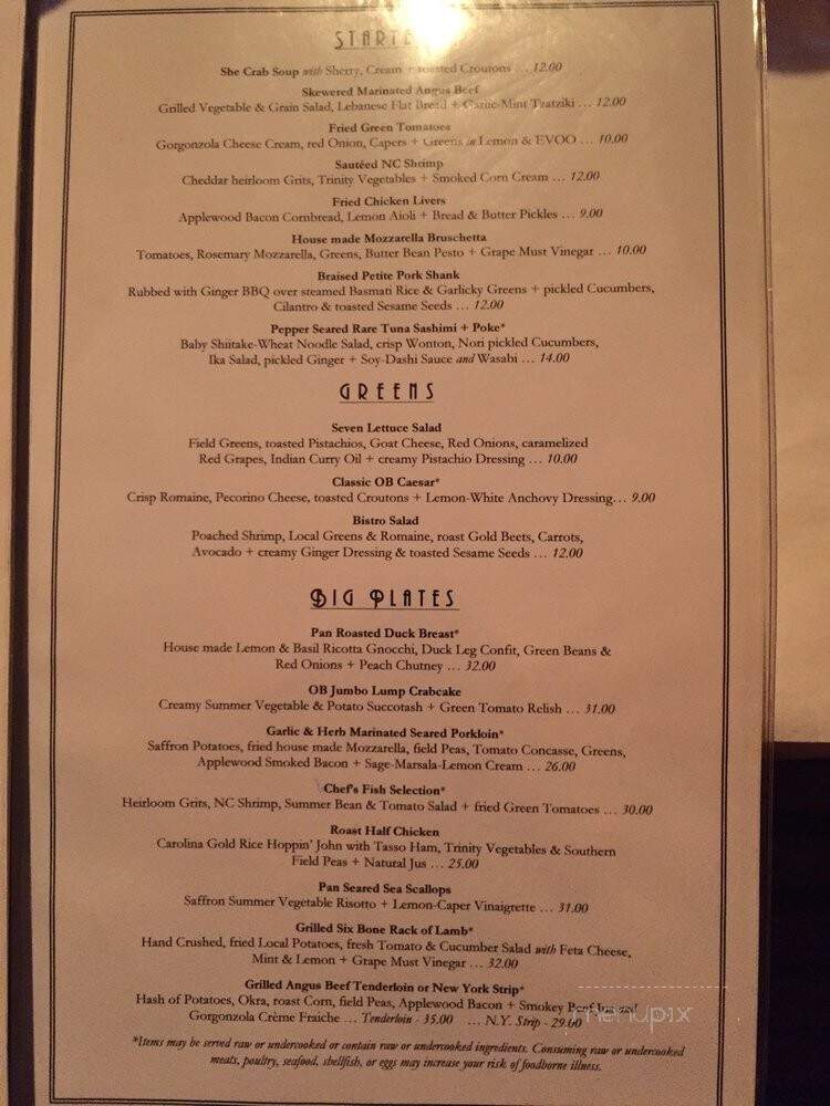Ocean Boulevard - Kitty Hawk, NC menu_pic