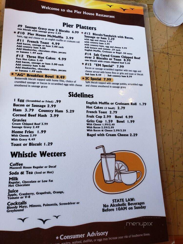 Pier House Restaurant - Nags Head, NC menu_pic