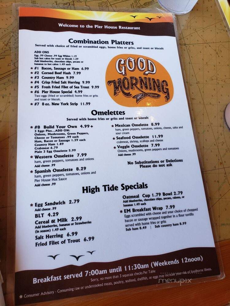 Pier House Restaurant - Nags Head, NC menu_pic