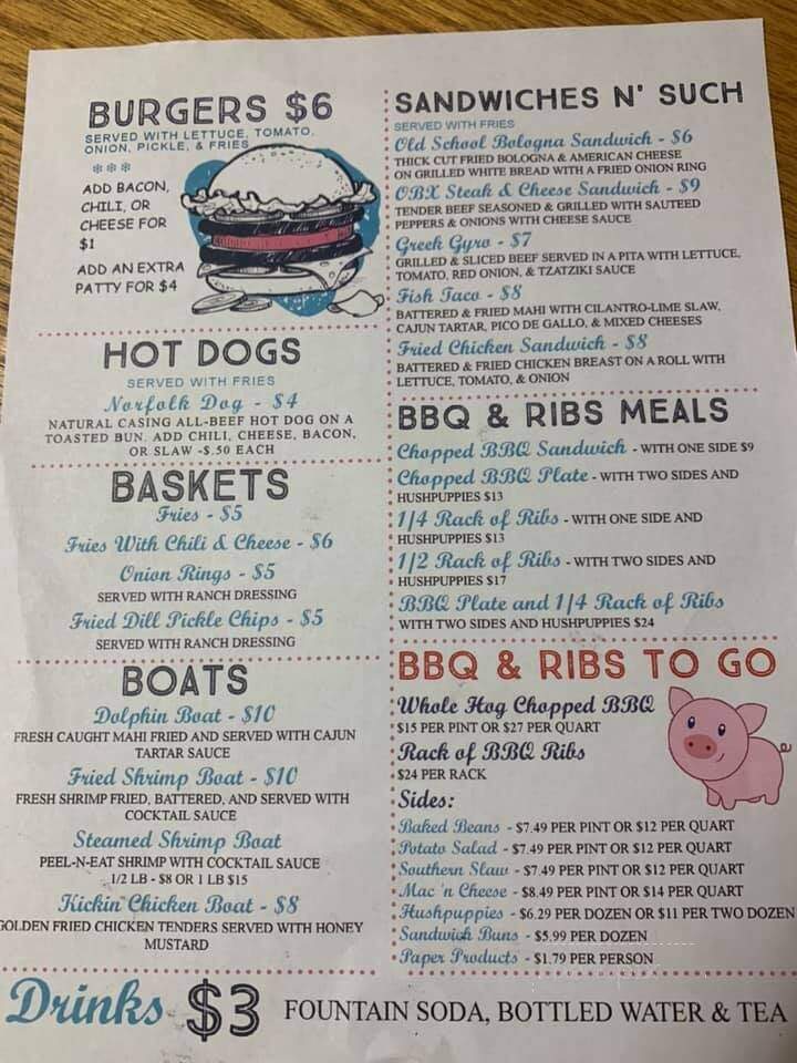 Snowbird - Nags Head, NC menu_pic