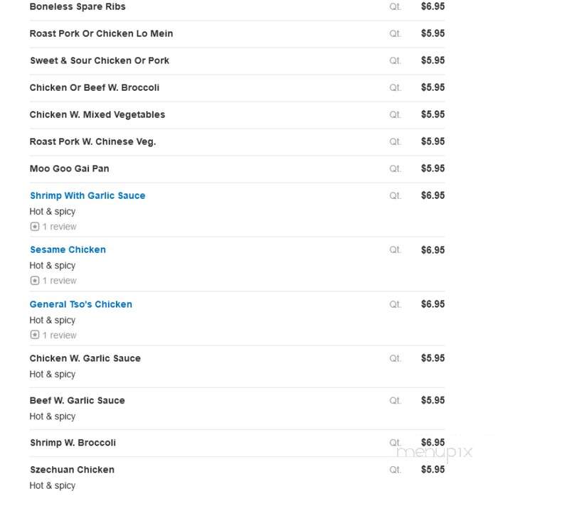 Taste Of China - Creedmoor, NC menu_pic