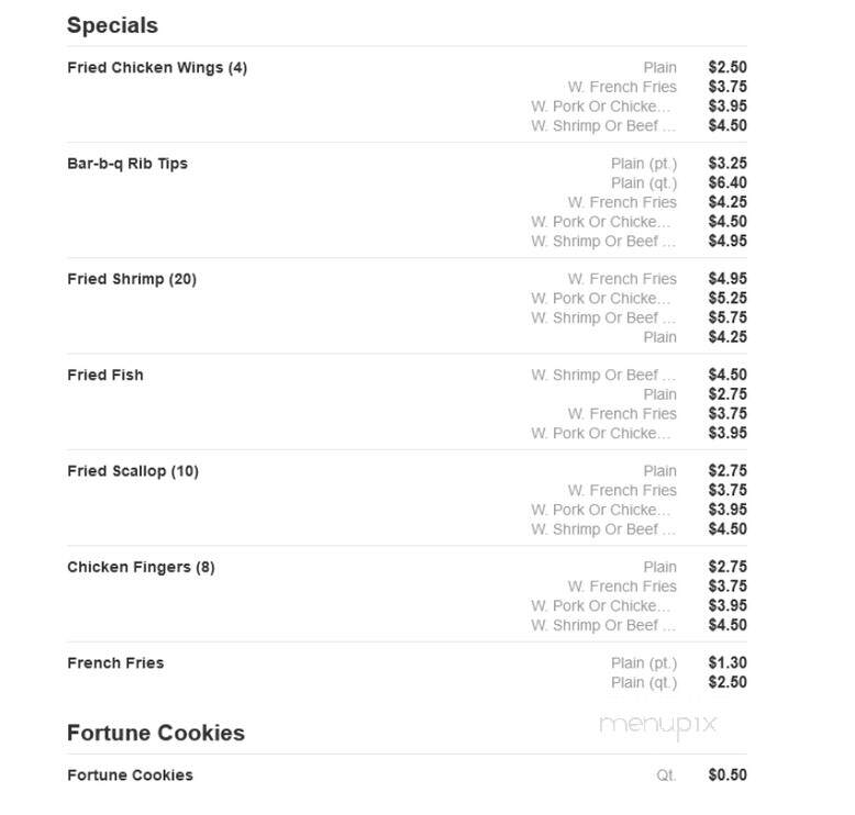 Taste Of China - Creedmoor, NC menu_pic