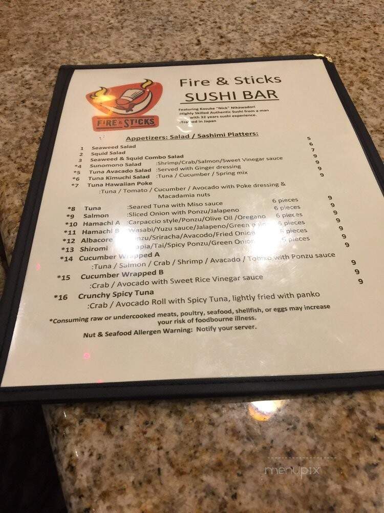 Fire & Sticks Japanese Stkhse - High Point, NC menu_pic