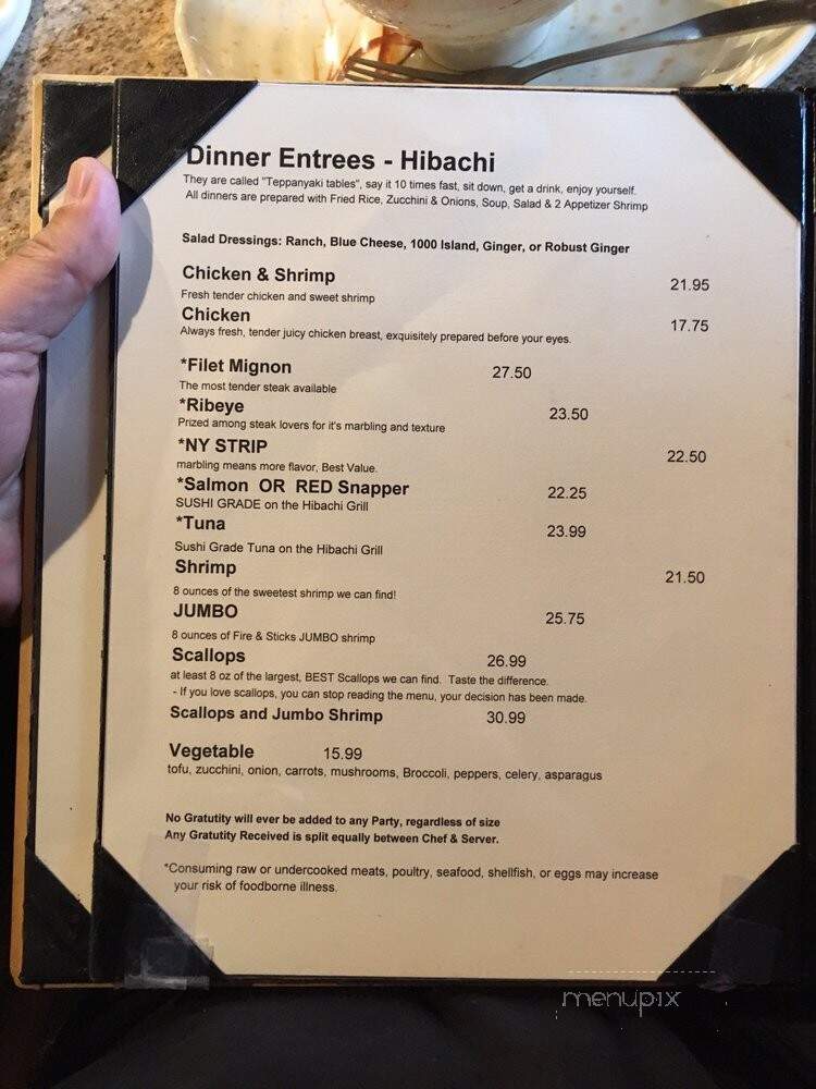 Fire & Sticks Japanese Stkhse - High Point, NC menu_pic
