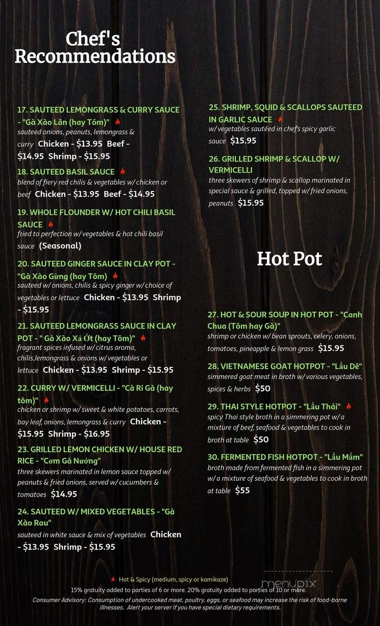 Saigon Cuisine Restaurant - Greensboro, NC menu_pic