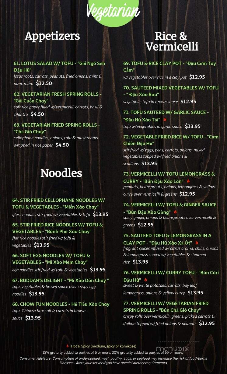 Saigon Cuisine Restaurant - Greensboro, NC menu_pic
