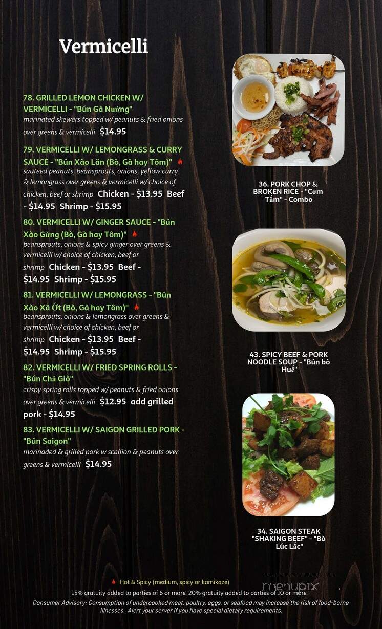 Saigon Cuisine Restaurant - Greensboro, NC menu_pic