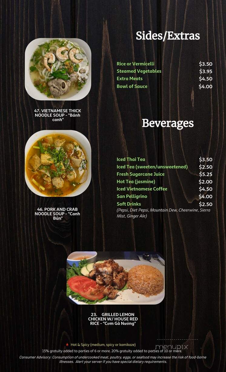 Saigon Cuisine Restaurant - Greensboro, NC menu_pic