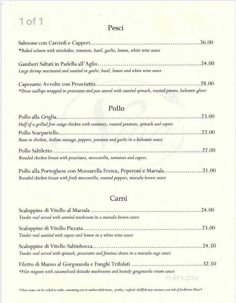 Nina's Ristorante - Raleigh, NC menu_pic
