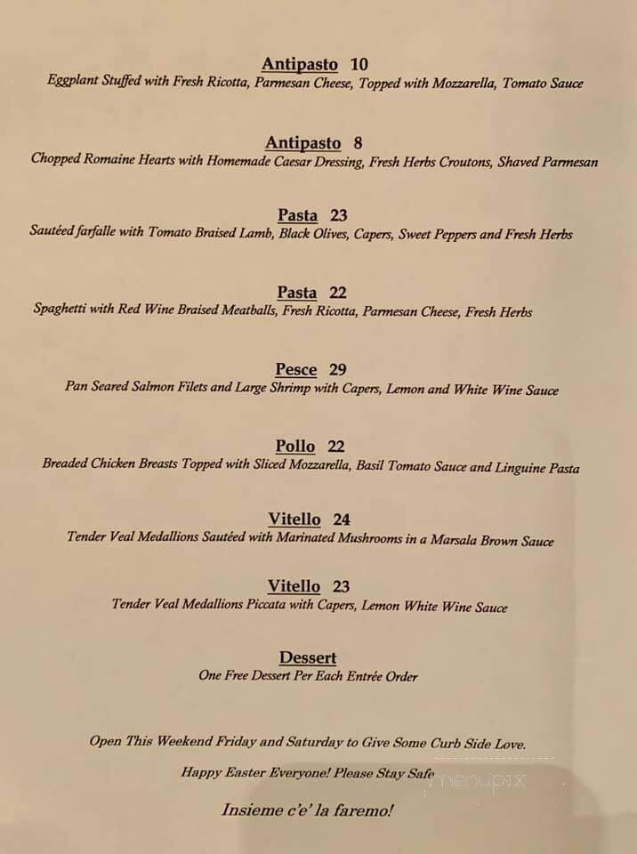 Nina's Ristorante - Raleigh, NC menu_pic
