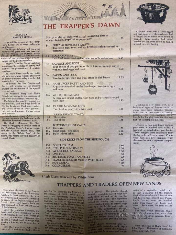 Trapper's Kettle - Belfield, ND menu_pic
