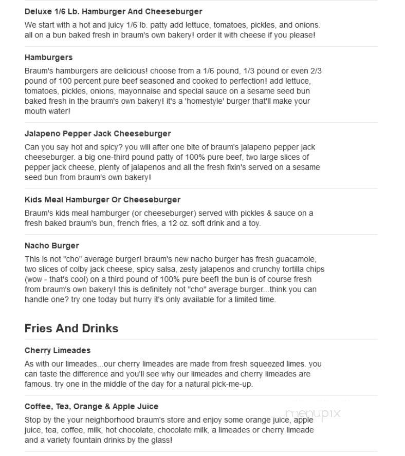 Braum's Ice Cream & Dairy - Guymon, OK menu_pic