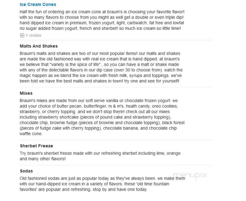 Braum's Ice Cream & Dairy - El Reno, OK menu_pic