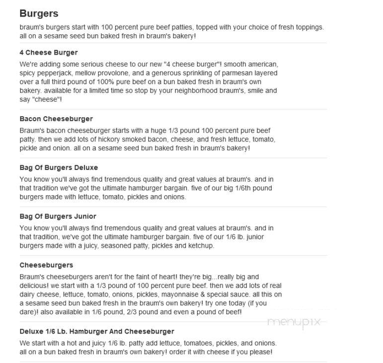 Braum's Ice Cream & Dairy - El Reno, OK menu_pic