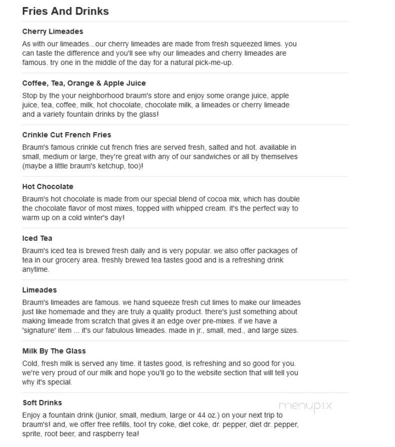 Braum's Ice Cream & Dairy - El Reno, OK menu_pic